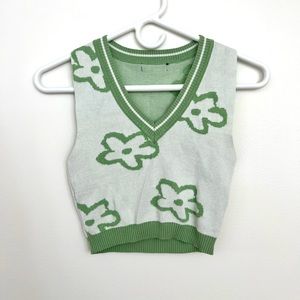 Green flower tank top